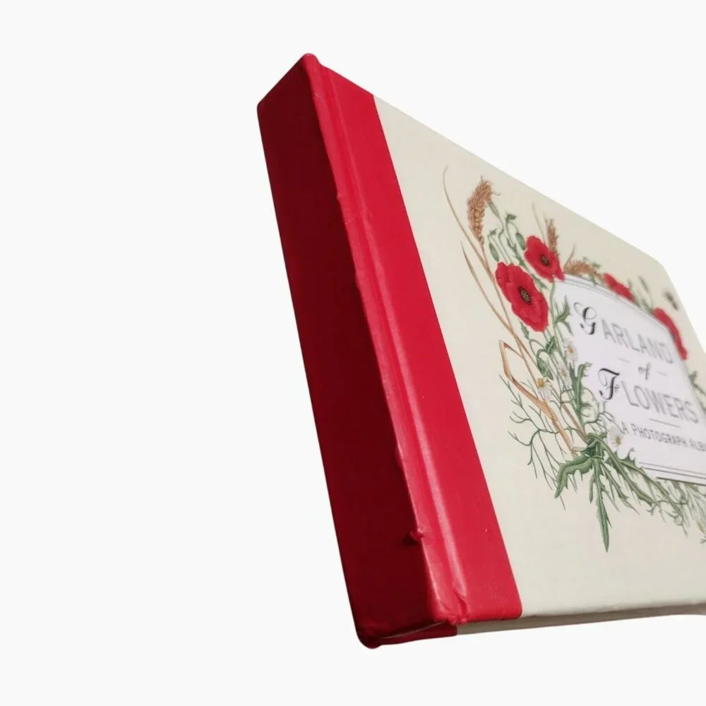 Vintage Photo Album Garland Of Flowers 1990s Cottagecore Hardcover Red Floral